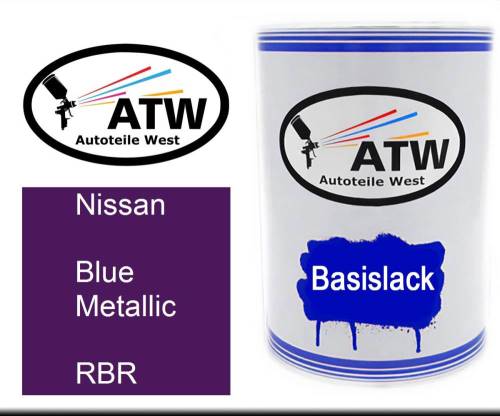 Nissan, Blue Metallic, RBR: 500ml Lackdose, von ATW Autoteile West.